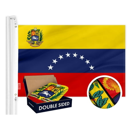 G128 – Venezuela (Venezuelan) Flag | 3x5 feet | Double Sided Embroidered 210D – Indoor/Outdoor, Brass Grommets, Heavy Duty Polyester