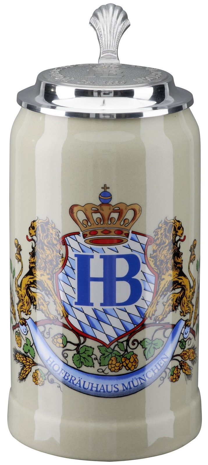Hofbrauhaus Munich Lion Crest Stoare German Beer Stein 1l