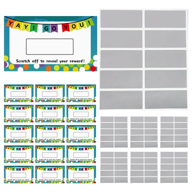100 hojas de pegatinas rectangulares para rascar, autoadhesivas, despegables y pegables.