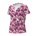 thumbnail image 2 of Naloa Orchids Flowers Print T-Shirts Short Sleeve V Neck Tees for Women Fashion Tops Trendy Lightweight Soft Casual Summer Outfits Clothes, 2 of 5