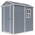thumbnail image 4 of Asofer 6' x 4' Outdoor Storage Shed, Plastic Shed with Floor for Yard, Gray, 4 of 8