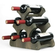 Rustic Wood Countertop Wine Rack For 4 Bottles Wine Storage Stand Holder Bar Tools Accessories Edemia Kitchen Dining Bar Supplies