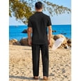 thumbnail image 5 of COOFANDY Mens White Outfit Summer Beach Outfits for Men Casual Short Sleeve Shirts and Pants Sets, 5 of 6