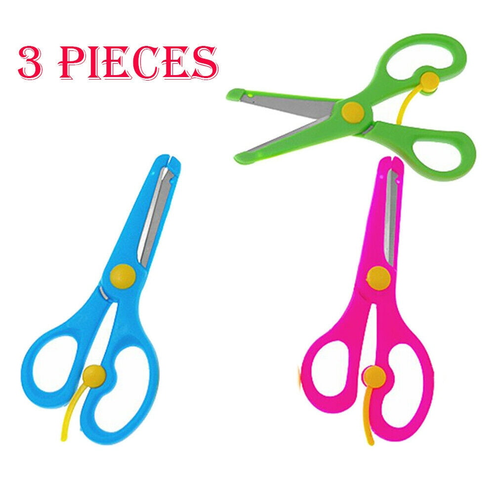 3cts Children Kids’ Safety Artwork Blunt Tip Anti-pinch Shears Students Scissors