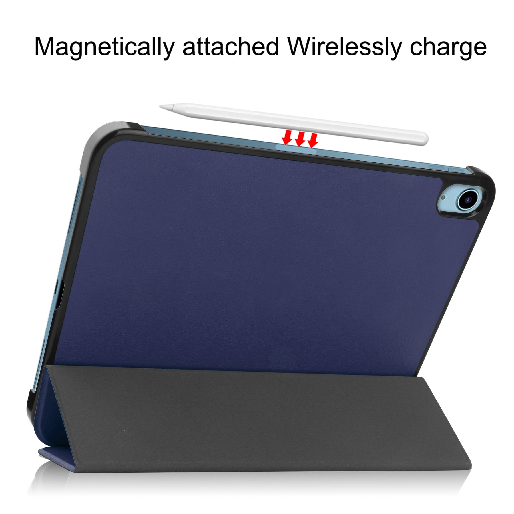 Case for Apple iPad 10th Generation 10.9 Inch Case 2022, PU Leather Thin Slim Lightweight Trifold Shell Corner Protection Smart Folio Cover with Auto Sleep/Wake and Support Pencil Holder, Darkblue
