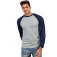 thumbnail image 2 of Men's Long Sleeve Crew Neck Baseball Shirt, Casual Dynamic Cotton Raglan T Shirts, Navy/Light Gray M, 1 Count, 1 Pack, 2 of 7