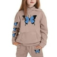 thumbnail image 5 of Girls Sweatsuit 2 Piece Set Buttrfly Print Long Sleeve Hoodies Drawstring Joggers Casual Fall Winter Comfortable Outfits for Girls 10-11 Years, 5 of 5