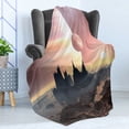thumbnail image 4 of Fantasy Soft Flannel Fleece Blanket, Twin Moons over Planet Europa Apocalypse Armageddon Deserted Landscape, Cozy Plush for Indoor and Outdoor Use, 50" x 60", Blush Yellow Dark Brown, by Ambesonne, 4 of 5