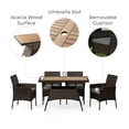 thumbnail image 4 of Teamson Home Outdoor 5-Piece PE Rattan & Acacia Wood Dining Set with Four Chairs and Table, 4 of 11