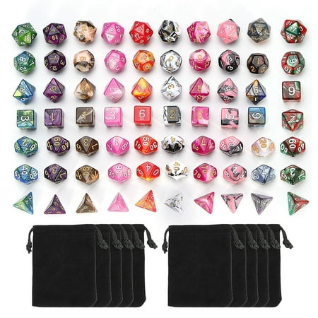7pcs/Set Two-tone Polyhedral Acrylic Dicewith Bag For Dungeons & Dragons DND RPG MTG Role Playing Board (Best Role Playing Board Games)