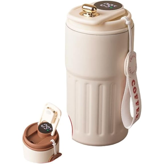 316 Stainless Steel Travel Mug with Temperature Display, 450ml Portable Stainless Steel Insulated Cup, Portable Coffee Bottle Cap For Travel, Office, Business Trip