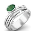 thumbnail image 2 of 6X4 Oval Natural Emerald 925 Sterling Silver Multi Band Mother's Day Gift Ring, 2 of 3