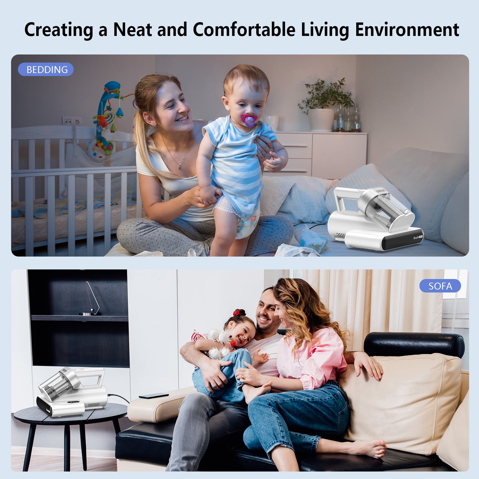 ONSON 16Kpa Handheld Mattress Vacuum Cleaner, UV Light for Deep Cleaning Beds & Sofas