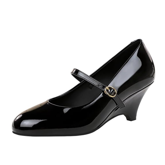 Women's Pumps High Heel Patent Leather Buckle Court Shoes 6CM Round Toe Party Dress Wedding Shoes
