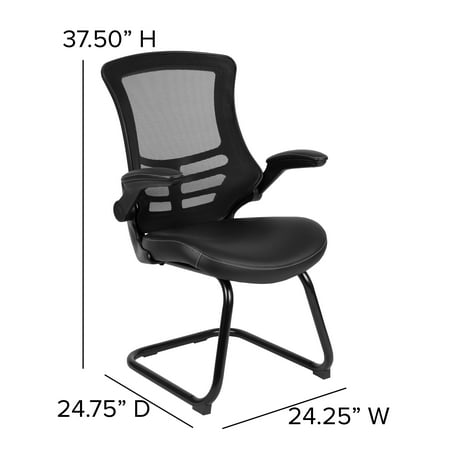 Flash Furniture - Kelista  Contemporary Mesh Side Chair - Upholstered - Black LeatherSoft