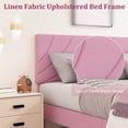 thumbnail image 3 of 4 EVER WINNER Full Size Bed Frame with Adjustable Headboard, Full Bed Frame with Linen Fabric Upholstered, Strong Wooden Slats, No Box Spring Needed, Noise Free, Easy Assembly, Pink, 3 of 5