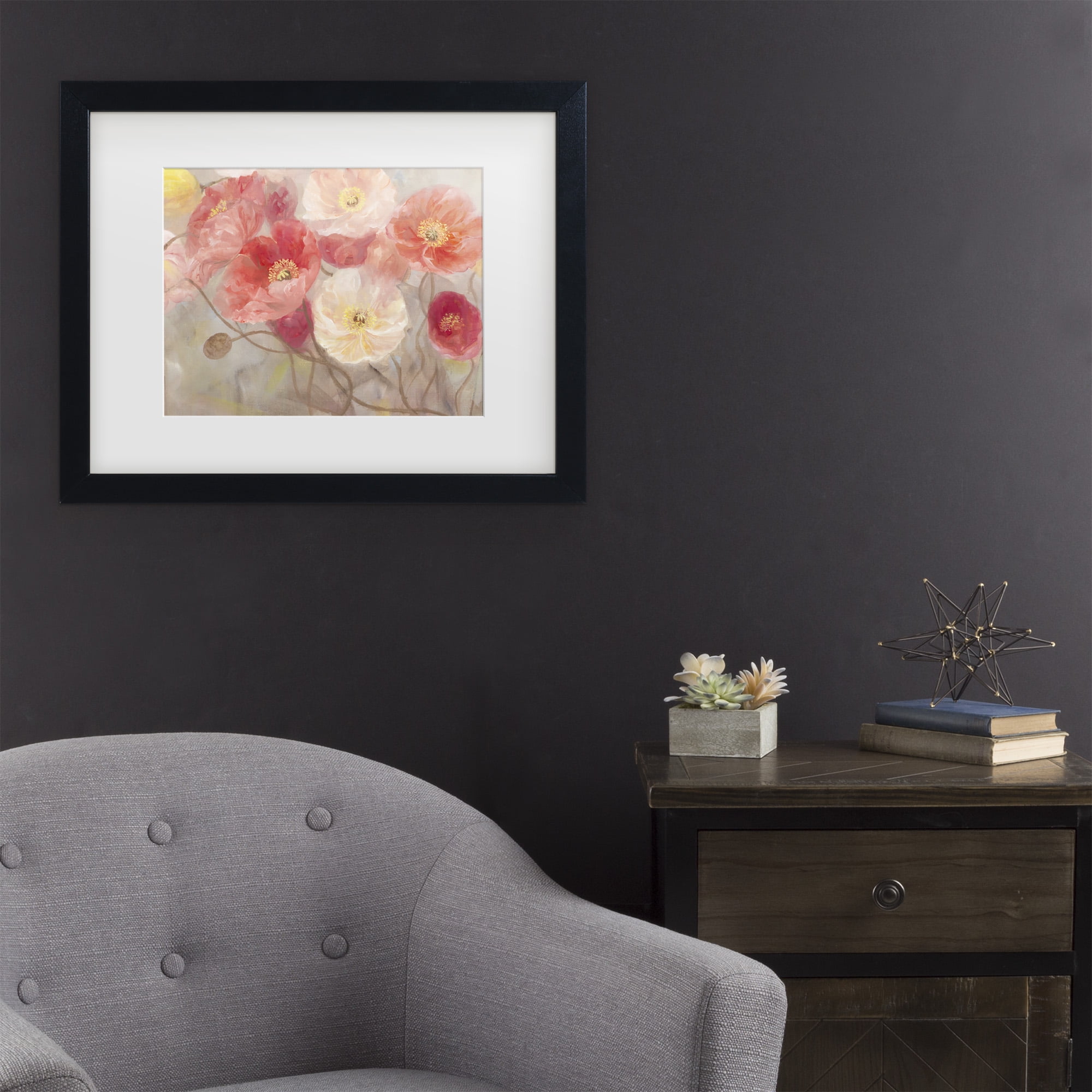 Li Bo 'Wild Poppies I' Matted Framed Art