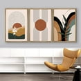 thumbnail image 3 of IDEA4WALL Framed Canvas Print Wall Art Set Mid-Century Geometric Tropical Landscape Abstract Shapes Minimalism Bohemian Decorative for Living Room, Bedroom, Office - 24"x36"x3 Natural, 3 of 5