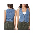 thumbnail image 2 of Bmnmsl Women Summer Denim Vest Sleeveless Button Vest Solid Slim Outwear Gilet for Casual Street Trendy Slim Fitted Denim Coat, 2 of 8