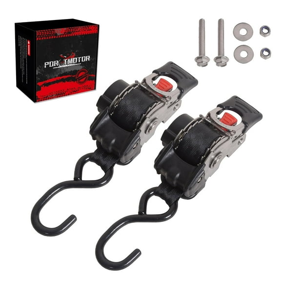 Porotmotor Bolt-On Retractable Ratchet Straps Stainless Steel Tie Down Straps 1in x 6ft, 2Pcs