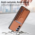 thumbnail image 5 of SaniMore for Samsung Galaxy A55 Case, PU Leather Carbon Fibre Anti-scratch Adjustable Stand Card Slots [RFID Blocking] Shockproof Anti-fall Anti-fingerprint Wallet Shell for Men Women, Brown, 5 of 10
