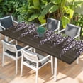 thumbnail image 2 of Purple Flowers Table Cloths for 8 Foot Rectangle Tables, Weeping Spring Floral Wooden Pastoral Patio Waterproof Elastic Fitted Tablecloths, Washable Rectangular Table Cover for Camping, 2 of 8
