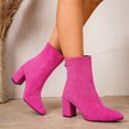 thumbnail image 6 of Lepsheexh Shoes for Women Autumn Winter Round Toe Chunky High Heel Fashionable Casual Short Tube Ankle Boots Versatile Daily Footwear, 6 of 8