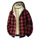 thumbnail image 3 of MHFRRA Sudadera con Capucha y Forro con Estampado de Cuadros de Invierno, Jersey con Cremallera, Chaqueta Informal Cálida para Exteriores Rojo, 3 of 3