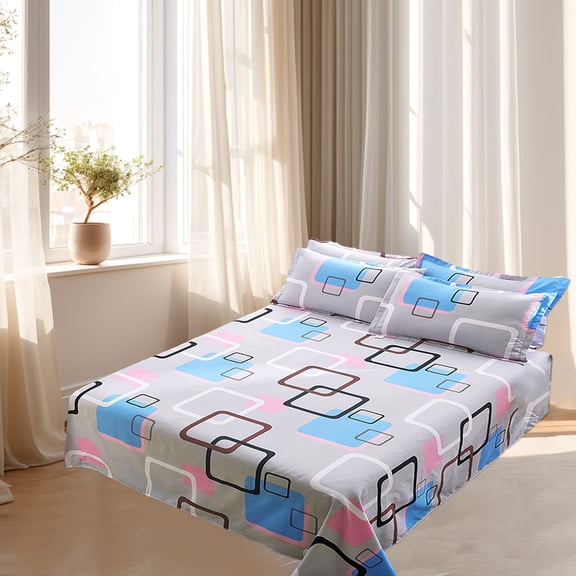 Gallickan Bed Sheets Set, Soft Breathable Bed Sheets with 2 Pieces Pillow Cases - Flat Sheet Set - Brushed Microfiber - Shrinkage and Fade Resistant - Easy Care, E