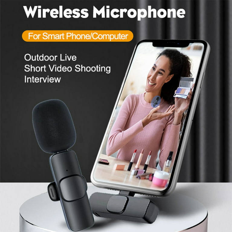 EJCC 2 Pack Wireless Microphone for iPhone iPad, Mini Wireless Clip-on  Microphones for iPhone Video Recording, , Interview, TikTok, Vlog