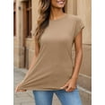 thumbnail image 3 of Weardear Womens Casual Tops Loose Casual Cap Short Sleeve T Shirt Fall Basic Crew Neck Shirt, 3 of 6