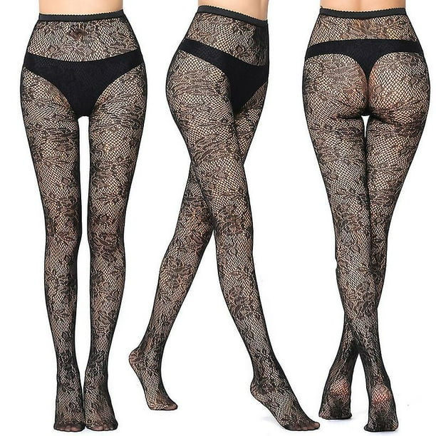 Paquete de 3 medias de red para mujer, medias suaves transparentes de seda desnuda negra 20 denier