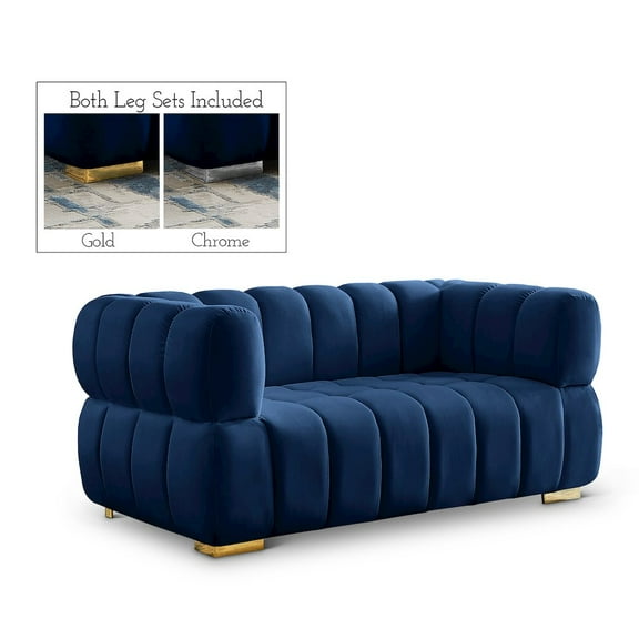 Meridian Furniture Gwen Navy Velvet Loveseat