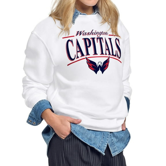 Women's Starter White Washington Capitals Arch Stripe Fleece Sweatshirt