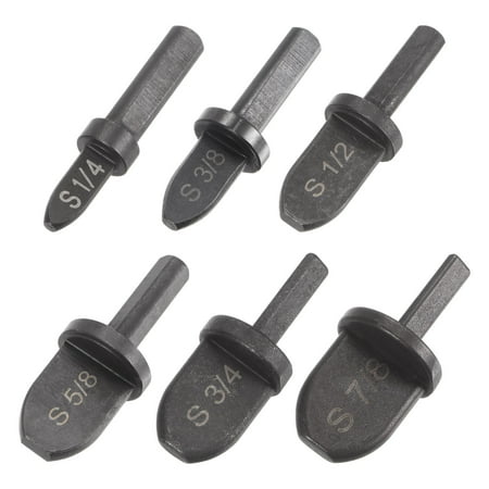

Uxcell 1/4 3/8 1/2 5/8 3/4 7/8 Swaging Tool Drill Bit Set 0.26 Triangular Handle 6in 1 Set