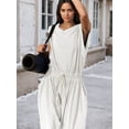 thumbnail image 7 of Czanzd Women's Backless Athletic Jumpsuit Wide Leg Sleeveless Romper with Pockets,White,l), 7 of 7