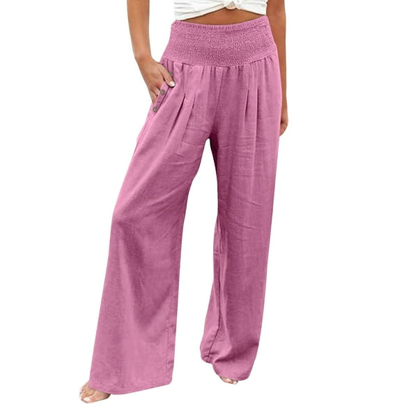 Women Slacks Elastic Waist Pants with Pocket Loose Harem Pants Fashion Printed Crop Trousers Work Pants Women Purple XXL