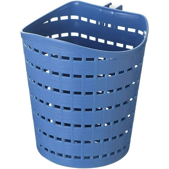 Trash Can Household Mini Woven Hollow Creative Desktop Trash Can Bathroom Office Hook Hanging Storage Basket Trash Can Garbage Can (Color : Blue)