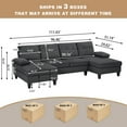 thumbnail image 3 of Jarenie Polyester 4 Seater U Shaped Sectional Sofa, Dark Grey, 3 of 11