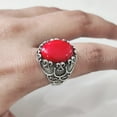 thumbnail image 4 of Coral Mans Ring, Natural Red Coral Ring, Unisex Ring, Silver Jewelry, 925 Silver Ring, Birthday Gift, Heavy Mens Ring, Arabic Design, Ottoman Style Ring, Christmas, Turkey Mens Signet Ring, 4 of 7