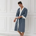 thumbnail image 4 of YueHuiYing Men's Plus Size Knit Robe Loose Comfortable Long Sleeve Bathrobe Soft Sleep Robe For Loungewear Nightwear, 4 of 7