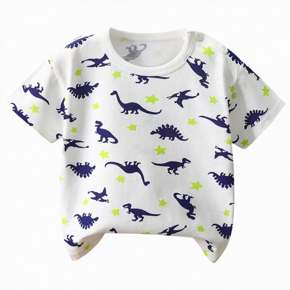 CAICJ98 Toddler Baby Boy Girl Cute Animals Cat Print T-Shirt Tops 6 12 18 24 Months 2T 3T 4T 5T Kids Short Sleeve Cotton Graphic Tee Shirts Basic Summer Tees (White,12-24 Months)