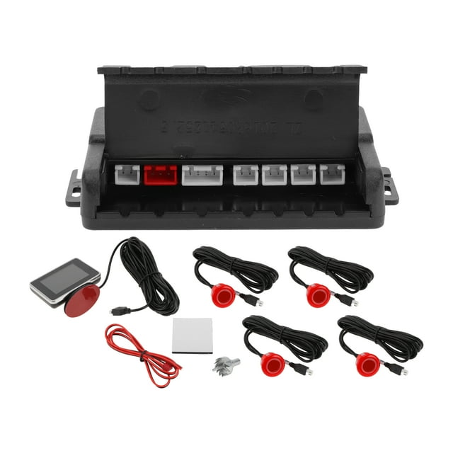 Sistema de Radar de Reversa Universal para Automóviles, Sensores de Estacionamiento de Reversa con Advertencia de Sonido y Detección de Distancia, 4 Sensores de Estacionamiento Rojos