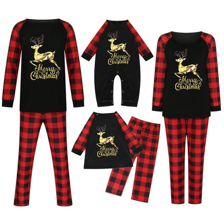 

Deals of the Day Tarmeek Family Matching Christmas Pajamas Set for Mom Dad Kids Baby Long Sleeve Xmas Elk Printed Tops and Plaid Pants Sleepwear Nightwear Set for Christmas Pajamas Party