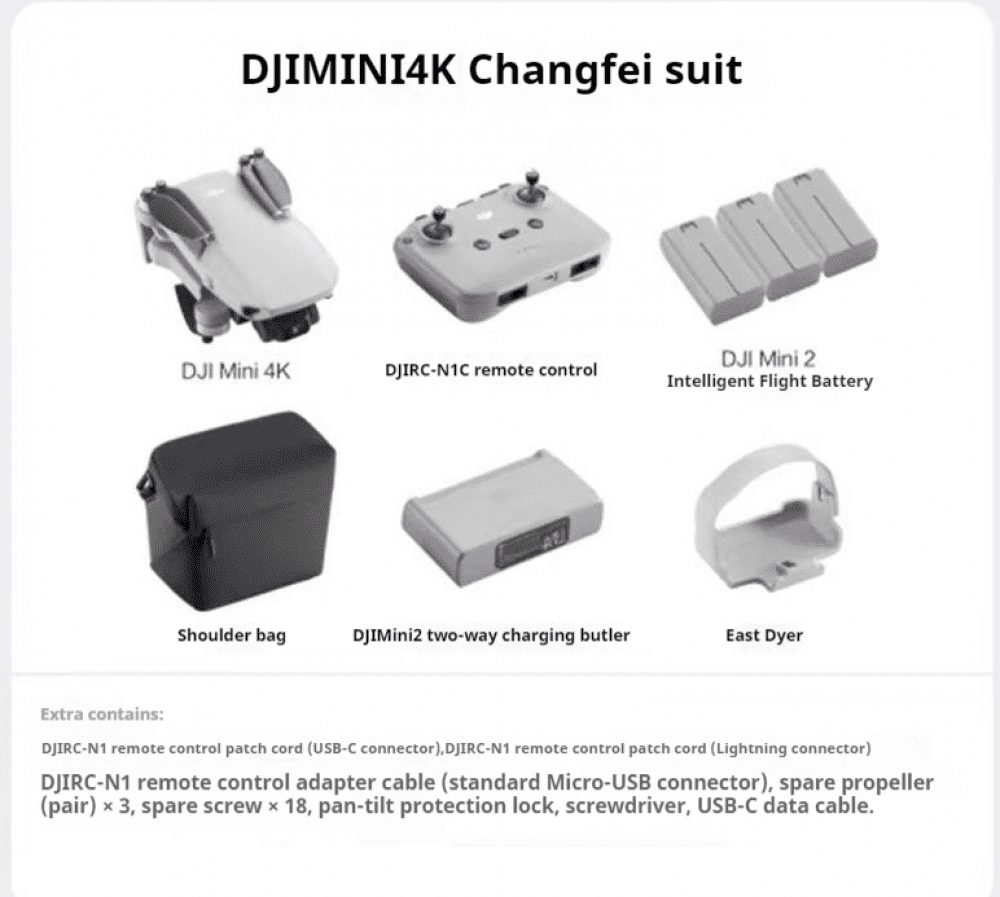 DJI Mini 4K HD Aerial Drone, weighs less than 249 grams, 3-axis gimbal stabilization, 10km video transmission, auto-return, 3 Batteries