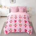 thumbnail image 3 of Homewish Cute Strawberry 7pcs Bedding Comforter Set,Cartoon Bow Tie Queen Bedding Sets,Kawaii Loves Pattern Queen Sheet Sets For Girls,Super Cozy Room Decor Reversible, 3 of 9