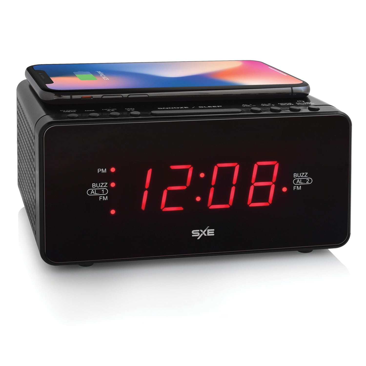 SXE SXE87014CN Digital LED Clock Radio With Wireless Charging And 1amp
