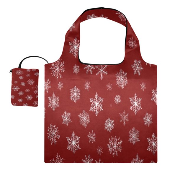 Large Capacity Print Tote Bag,Lightweight Portable Foldable Shopping Bag Snowflake Pattern