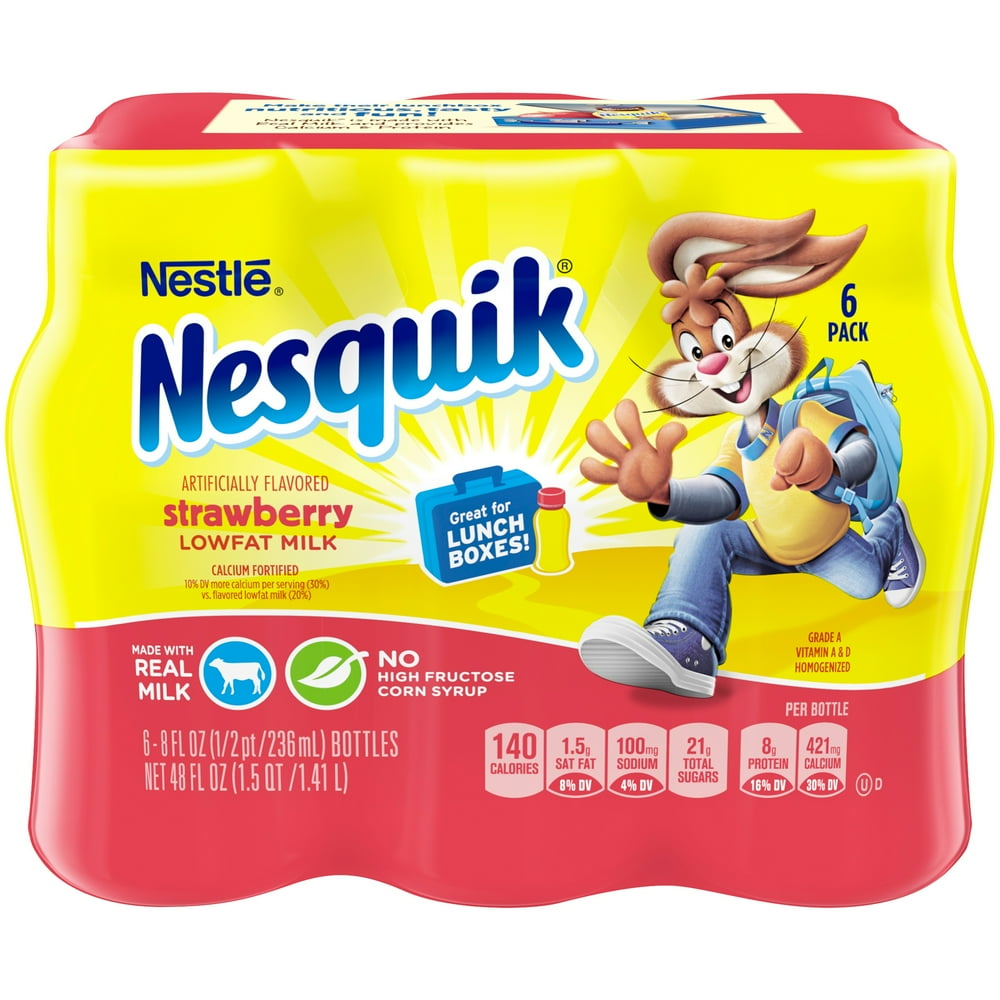 NESQUIK Low Fat Strawberry Milk fl oz 6 Count