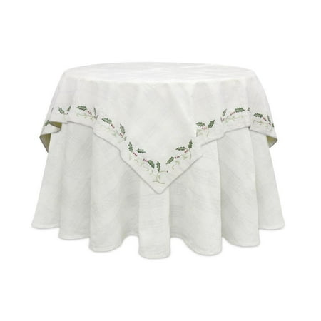 UPC 746427691079 product image for Pack of 2 White and Green Square Embroidered Holly Table Toppers 54